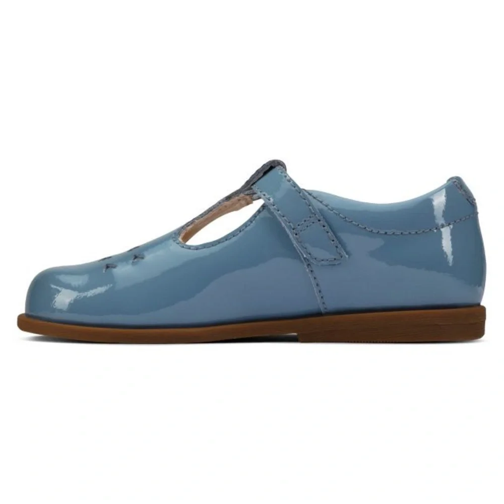 NEW Clarks Drew Play Toddler Leather Shoes, Blue Patent Size UK 5.5G, US 6W £40